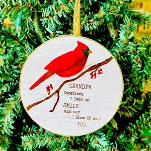 *Grandpa Round Cardinal Ornament